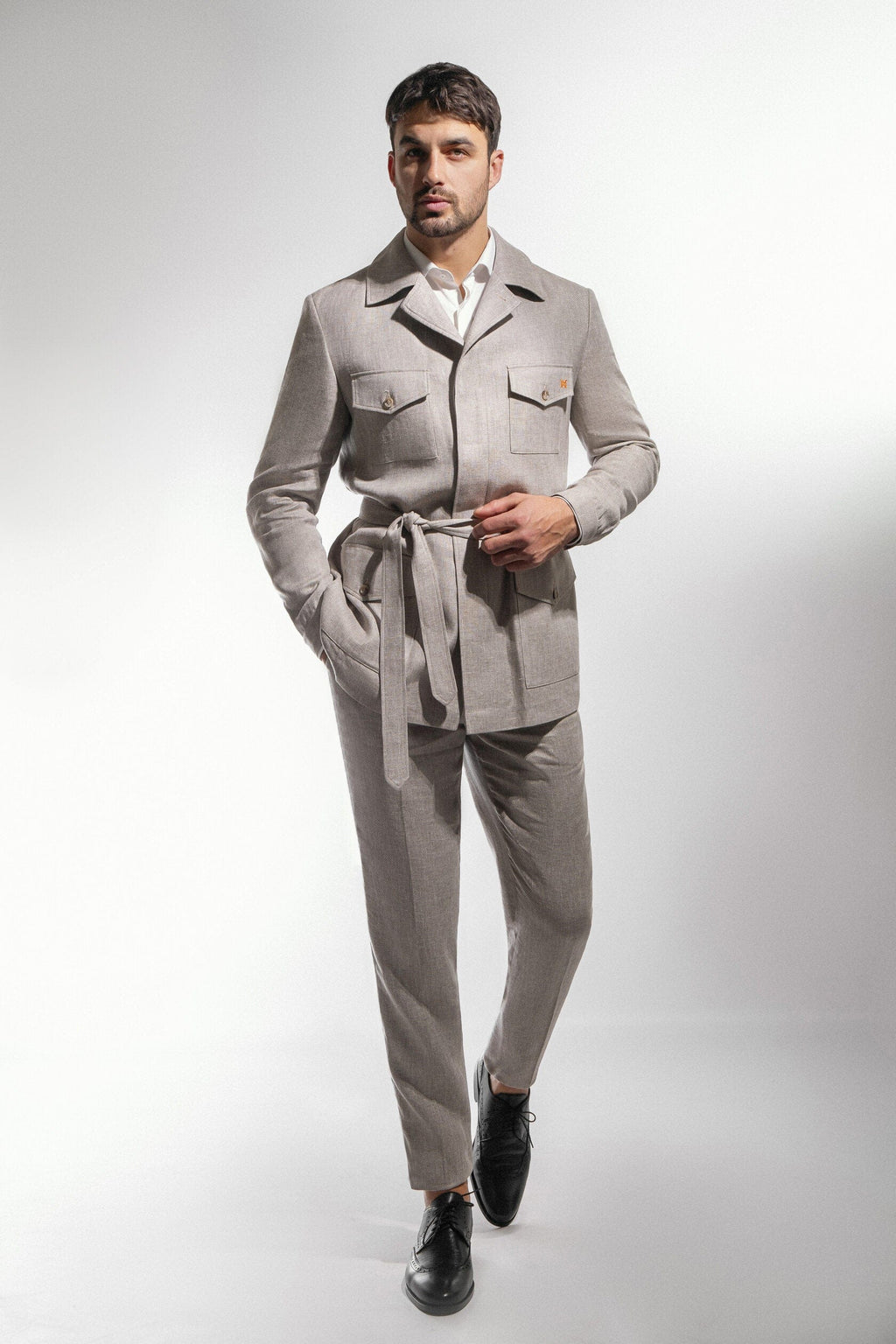 Tiavllya Casual 2 Pieces Mens Suit Flat Notch Lapel Tuxedos For Wedding (Blazer+Pants)