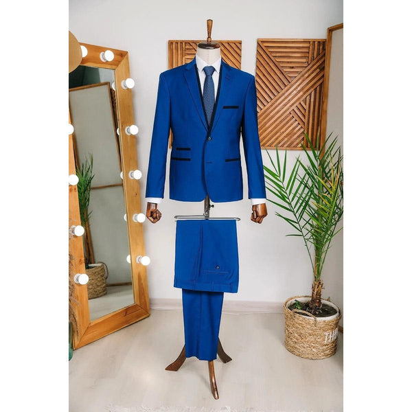 Tiavllya Casual 2 Pieces Mens Suit Flat Notch Lapel Tuxedos For Wedding (Blazer+Pants)