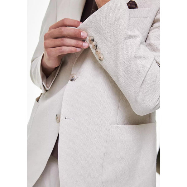 Tiavllya Casual 2 Pieces Mens White Suit Flat Notch Lapel Tuxedos For Wedding (Blazer+Pants)
