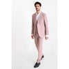 Tiavllya Casual 3 Pieces Mens Suit Flat Linen Peak Lapel Suit(Blazer+Vest+ Pant)