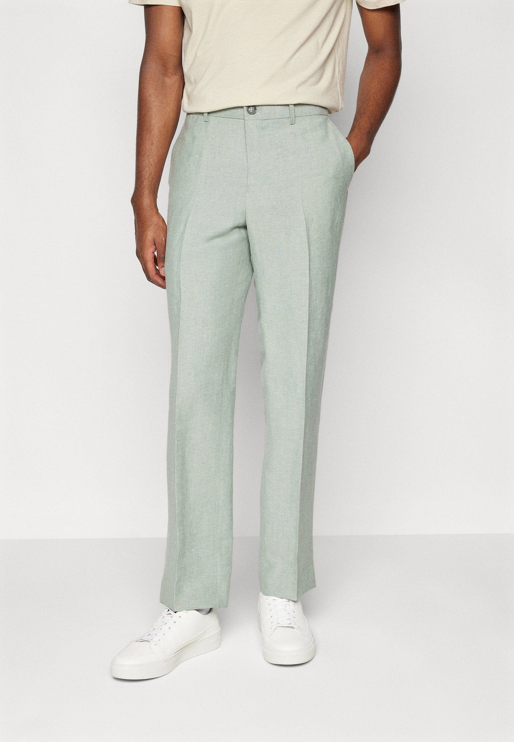 Tiavllya Casual Men's 2 Pieces Mens Suit Notch Lapel Linen For Wedding (Blazer+Pants)