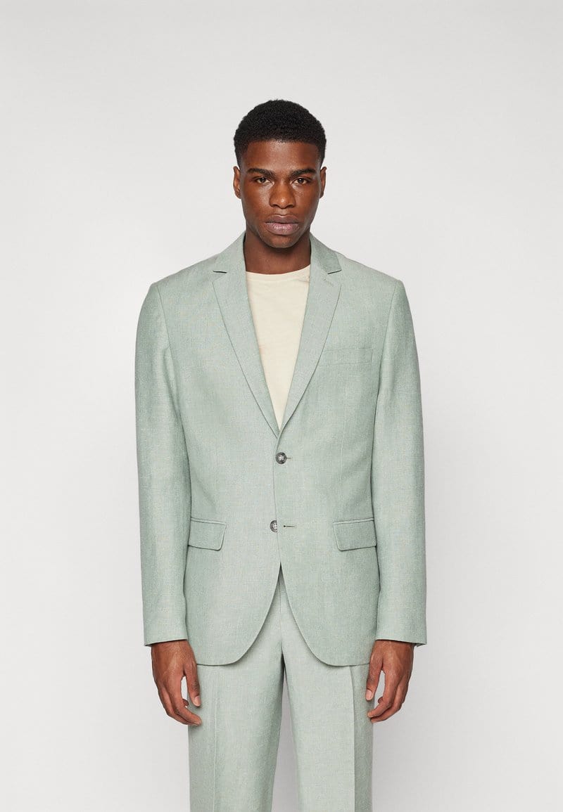 Tiavllya Casual Men's 2 Pieces Mens Suit Notch Lapel Linen For Wedding (Blazer+Pants)