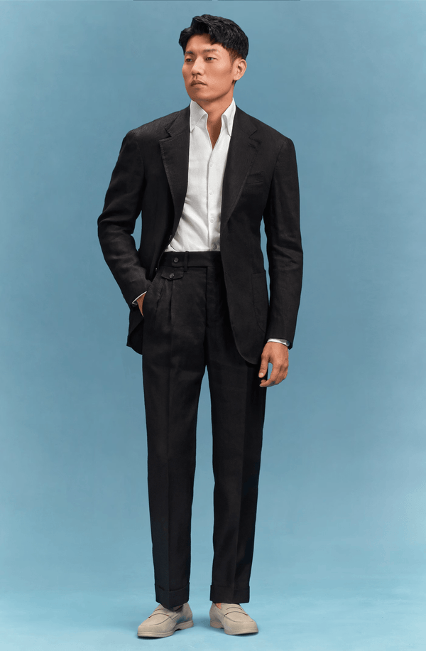 Tiavllya Casual Men's 2 Pieces Mens Suit Peak Lapel Linen For Wedding (Blazer+Pants)