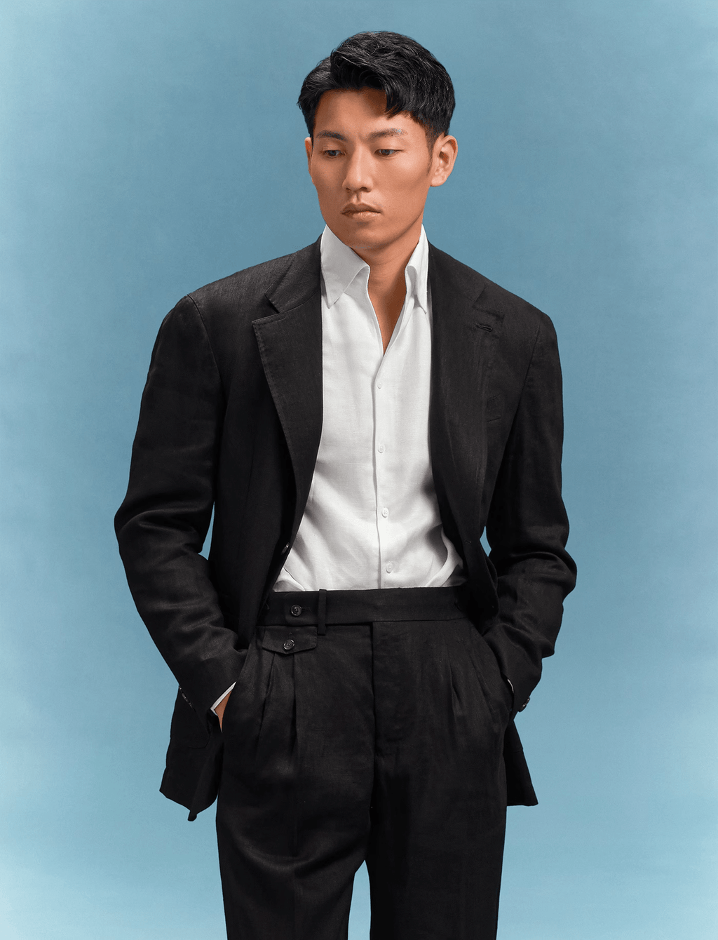 Tiavllya Casual Men's 2 Pieces Mens Suit Peak Lapel Linen For Wedding (Blazer+Pants)