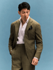 Tiavllya Casual Men's 2 Pieces Mens Suit Peak Lapel Linen For Wedding (Blazer+Pants)