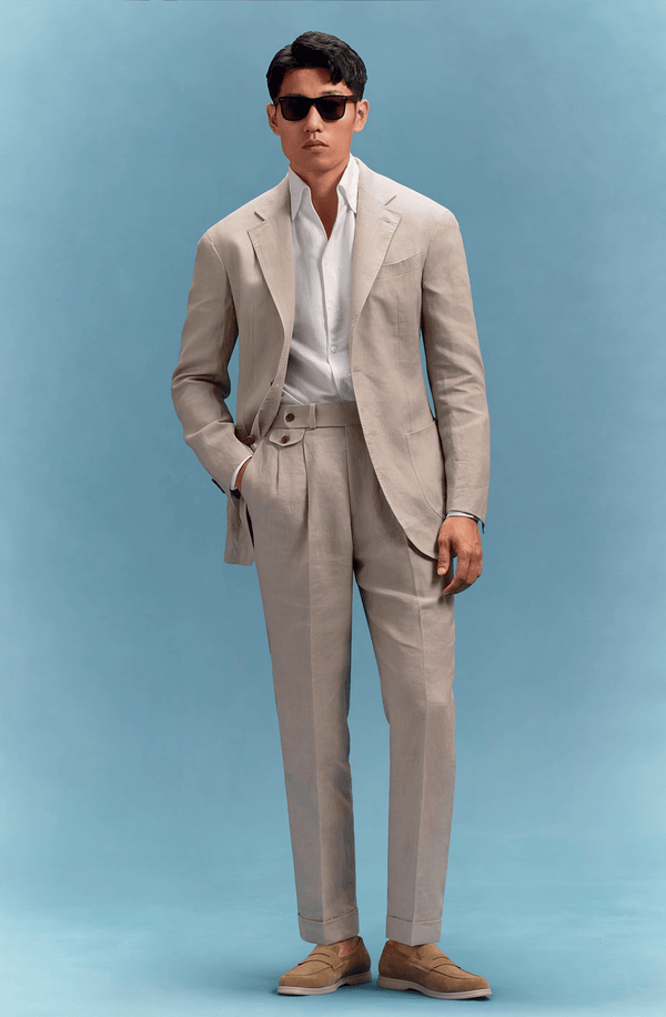 Tiavllya Casual Men's 2 Pieces Mens Suit Peak Lapel Linen For Wedding (Blazer+Pants)