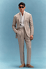 Tiavllya Casual Men's 2 Pieces Mens Suit Peak Lapel Linen For Wedding (Blazer+Pants)