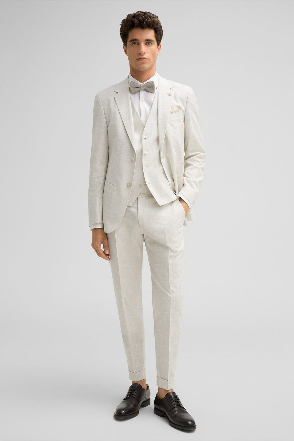 Tiavllya Casual Men's 3 Pieces Mens Suit Notch Lapel Linen For Wedding (Blazer+vest+Pants)