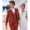 Tiavllya Casual Men's 3 Pieces Mens Suit Notch Lapel Linen For Wedding (Blazer+vest+Pants)