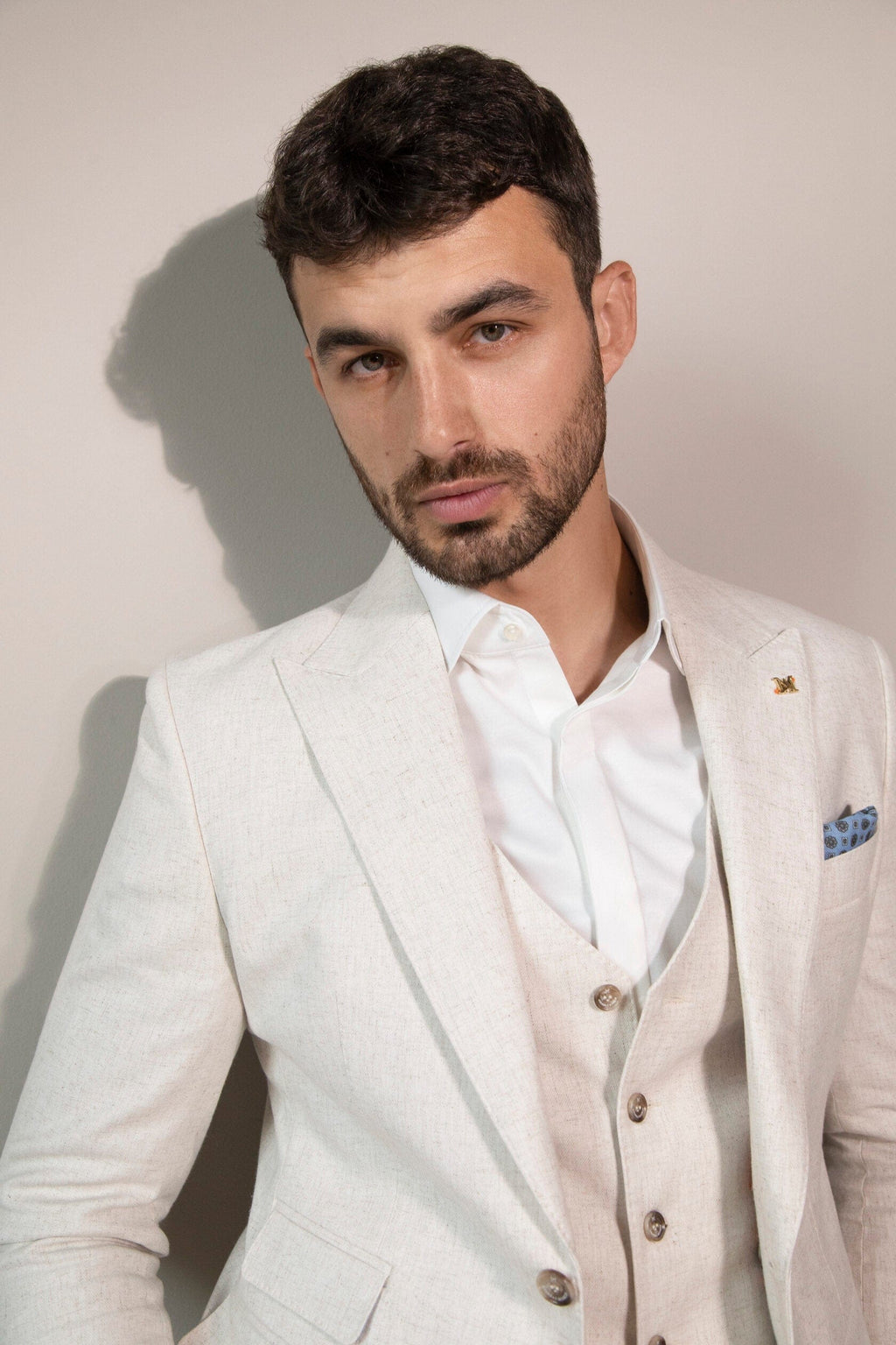 Tiavllya Casual Men's 3 Pieces Mens Suit Notch Lapel Linen For Wedding (Blazer+vest+Pants)