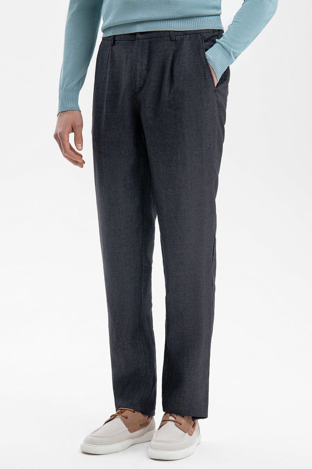 Tiavllya Casual Men's Black 2 Pieces Mens Suit Peak Lapel Linen For Wedding (Blazer+Pants)