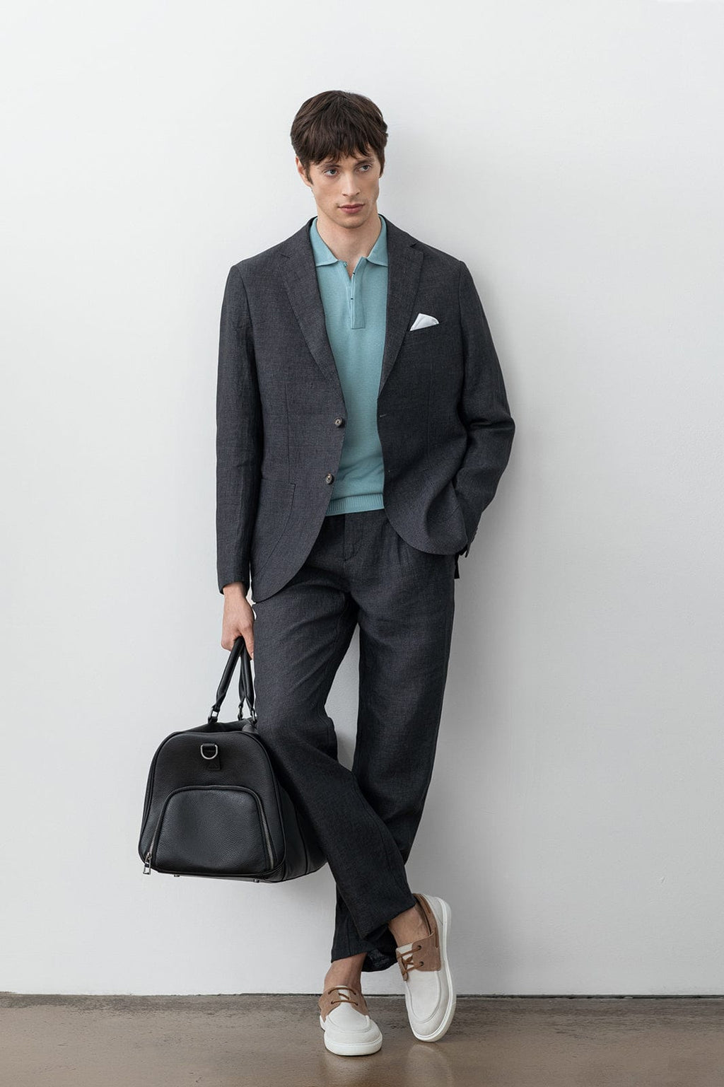 Tiavllya Casual Men's Black 2 Pieces Mens Suit Peak Lapel Linen For Wedding (Blazer+Pants)