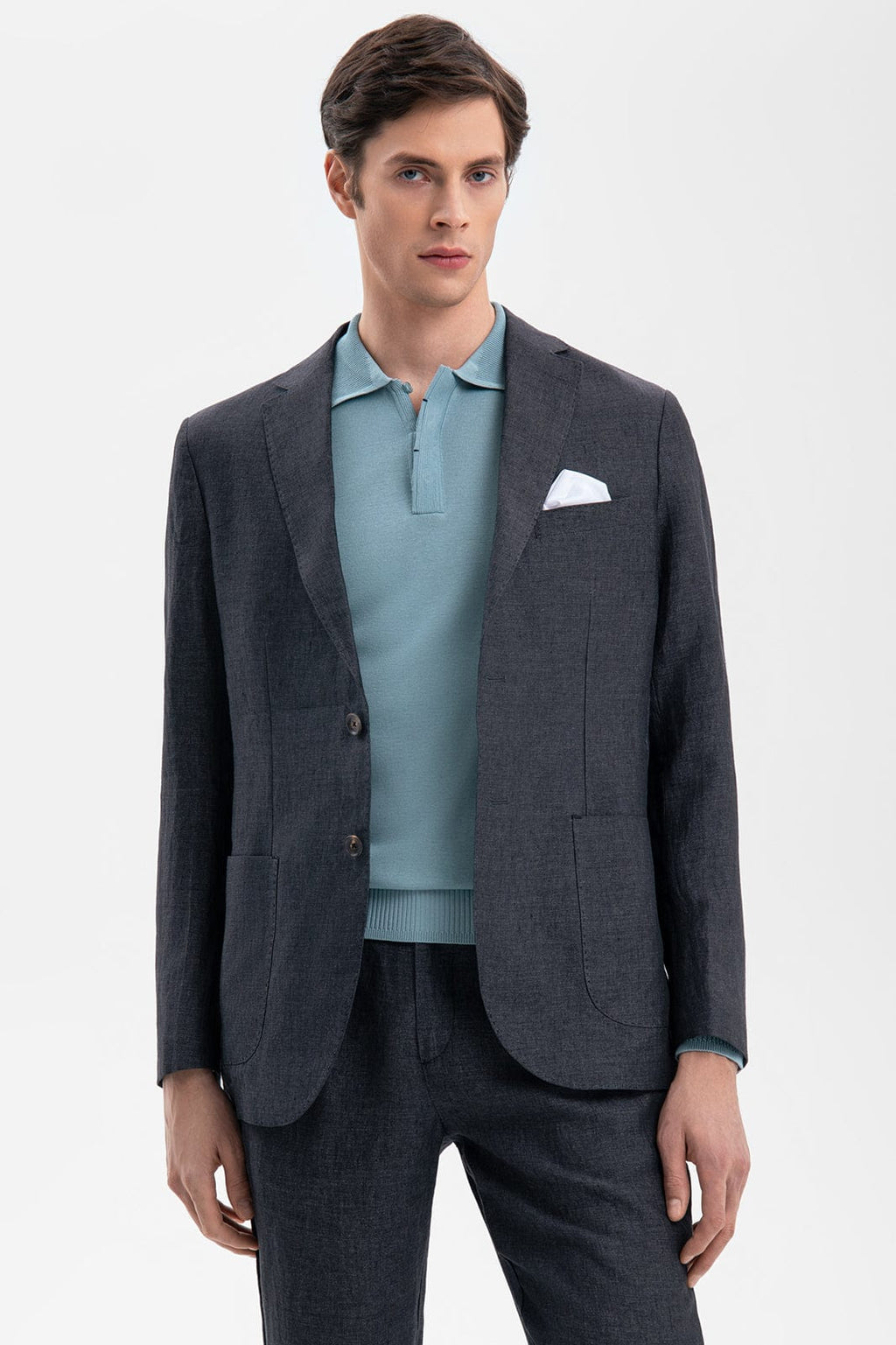 Tiavllya Casual Men's Black 2 Pieces Mens Suit Peak Lapel Linen For Wedding (Blazer+Pants)