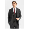 Tiavllya Casual Men's Black 3 Pieces Mens Suit Notch Lapel Flat Tuxedos (Blazer+vest+Pants)
