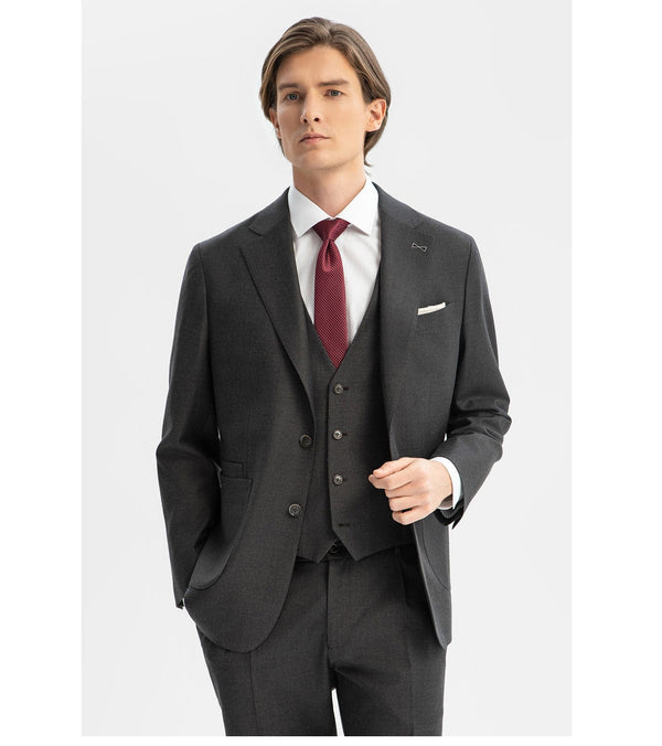 Tiavllya Casual Men's Black 3 Pieces Mens Suit Notch Lapel Flat Tuxedos (Blazer+vest+Pants)