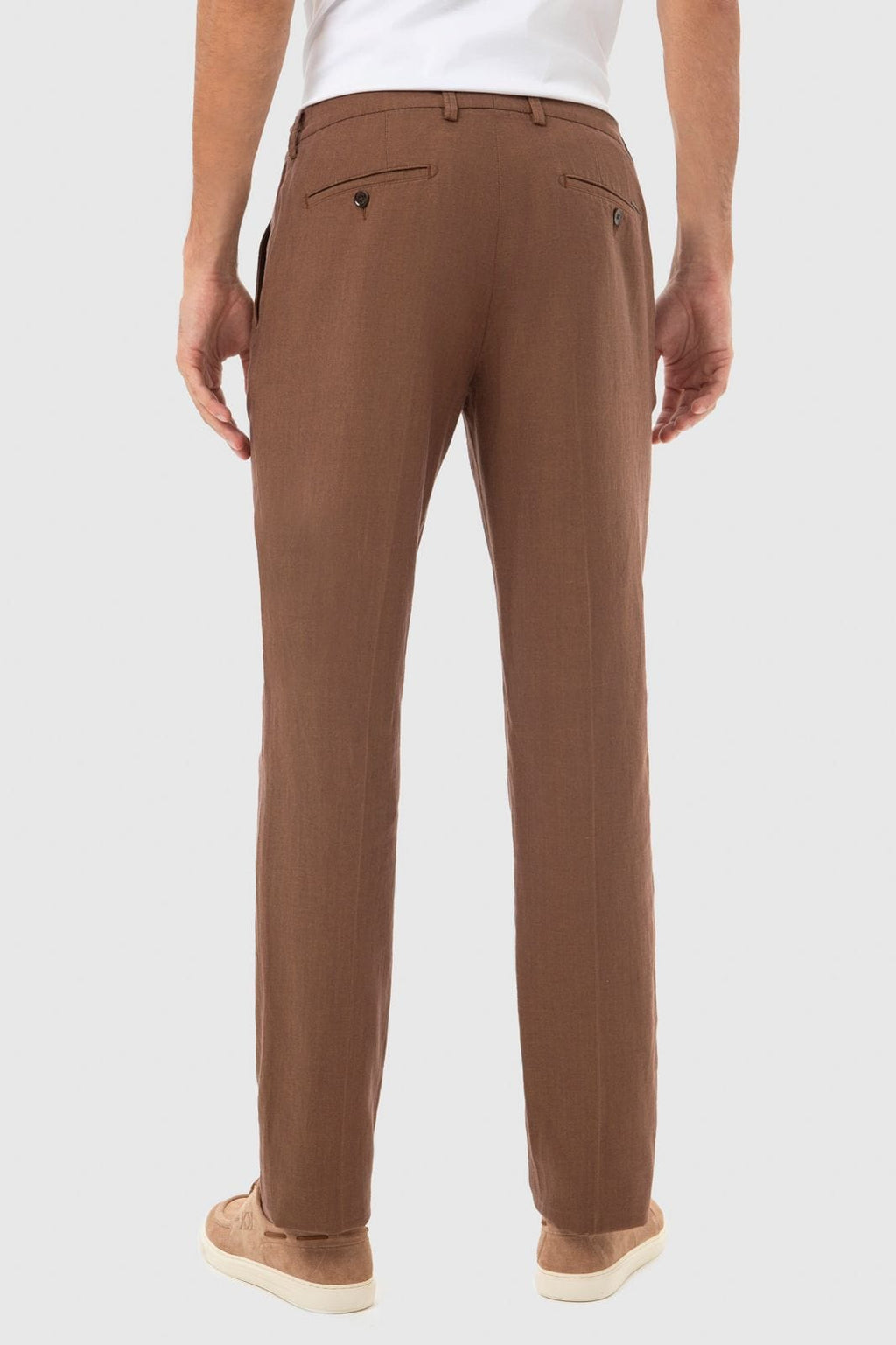 Tiavllya Casual Men's Brown 2 Pieces Mens Suit Peak Lapel Linen For Wedding (Blazer+Pants)