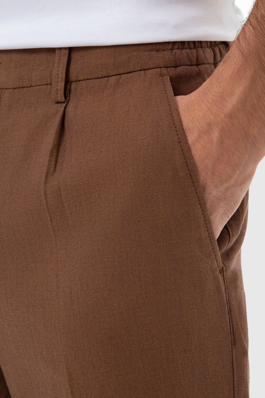 Tiavllya Casual Men's Brown 2 Pieces Mens Suit Peak Lapel Linen For Wedding (Blazer+Pants)