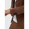 Tiavllya Casual Men's Brown 2 Pieces Mens Suit Peak Lapel Linen For Wedding (Blazer+Pants)