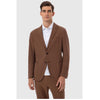 Tiavllya Casual Men's Brown 2 Pieces Mens Suit Peak Lapel Linen For Wedding (Blazer+Pants)