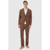 Tiavllya Casual Men's Brown 2 Pieces Mens Suit Peak Lapel Linen For Wedding (Blazer+Pants)