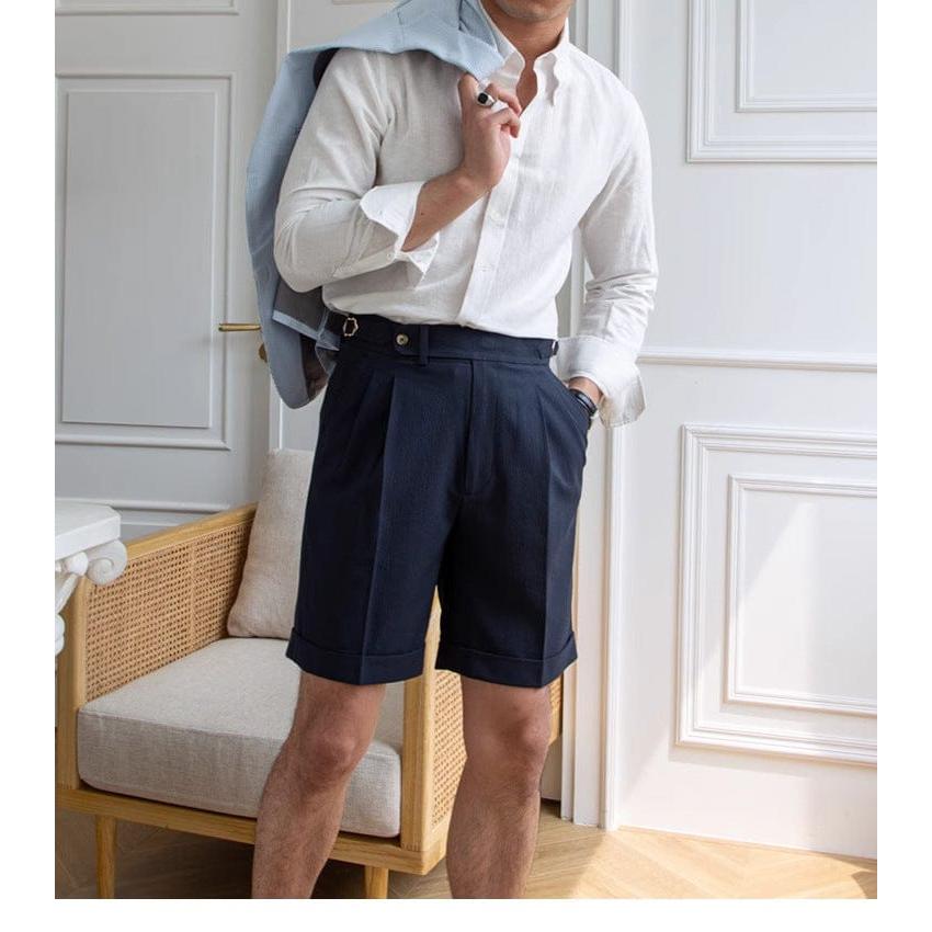 mens dress shorts for beach wedding Men's Cotton Fabric White 2 Piece Summer Suit with Shorts, Casual Beach Wedding and Resort Formal Outfit