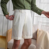 Tiavllya Casual Men's Short Pants Cotton Linen For Beach Wedding