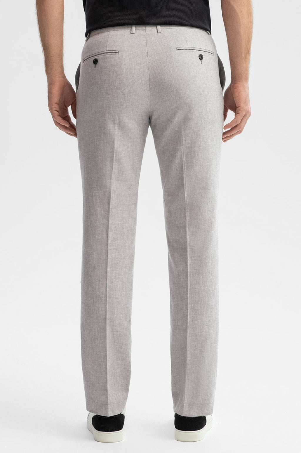 Tiavllya Casual Men's Silver 2 Pieces Mens Suit Peak Lapel Linen For Wedding (Blazer+Pants)