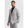 Tiavllya Casual Men's Silver 2 Pieces Mens Suit Peak Lapel Linen For Wedding (Blazer+Pants)