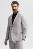 Tiavllya Casual Men's Silver 2 Pieces Mens Suit Peak Lapel Linen For Wedding (Blazer+Pants)