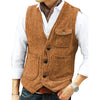 Tiavllya Casual Men's Slim Fit Herringbone V Neck Waistcoat