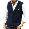 Tiavllya Casual Men's Slim Fit Herringbone V Neck Waistcoat