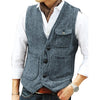 Tiavllya Casual Men's Slim Fit Herringbone V Neck Waistcoat