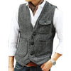 Tiavllya Casual Men's Slim Fit Herringbone V Neck Waistcoat