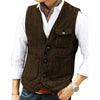 Tiavllya Casual Men's Slim Fit Herringbone V Neck Waistcoat