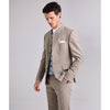 Tiavllya Classic 3 Piece Men's Slim Fit Solid Color Stand Collar Wedding Suit (Blazer+vest+Pants)