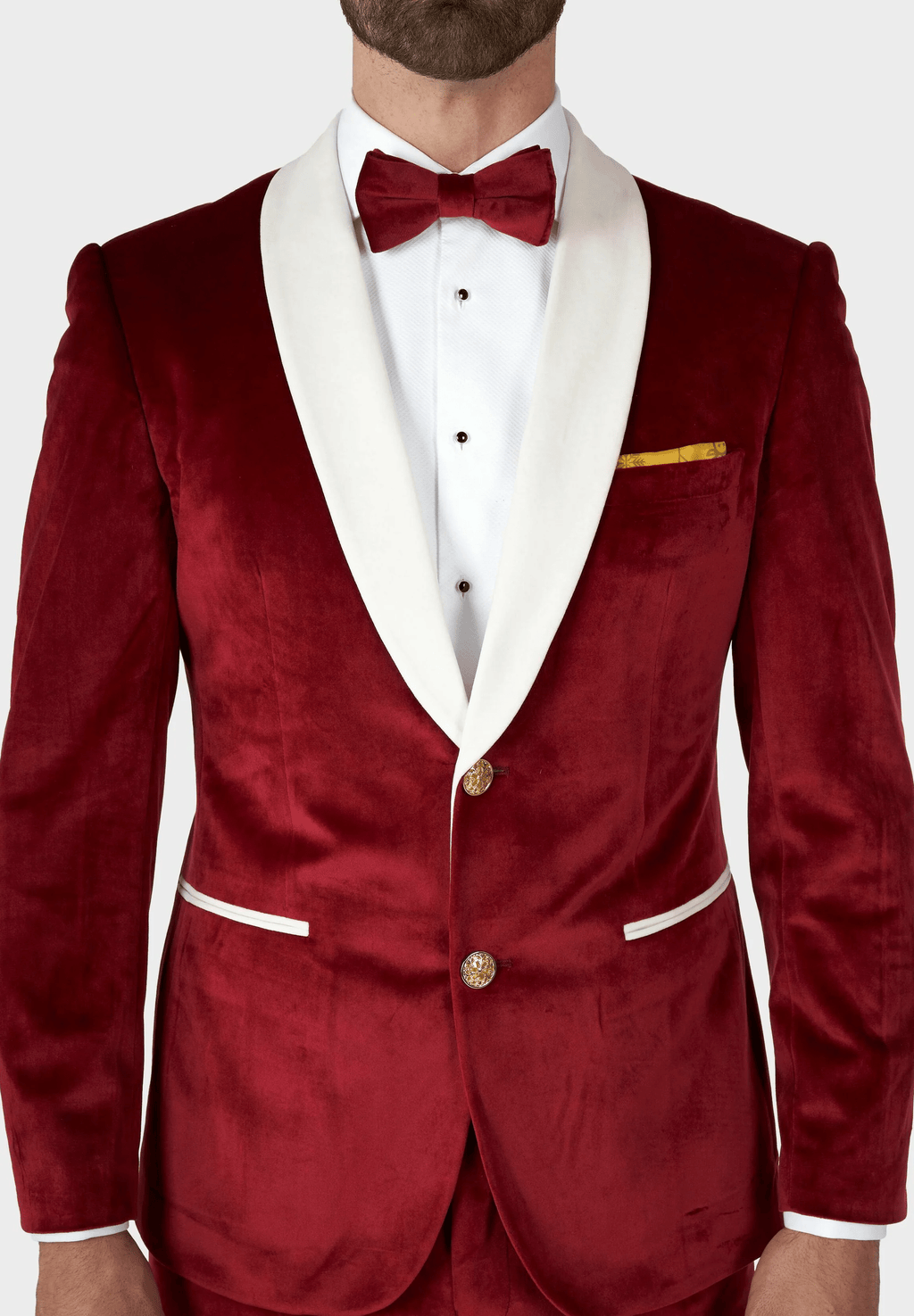 Tiavllya Classic Men's 2-Piece Red Velvet Shawl Collar Wedding Suit (Blazer+Pants)