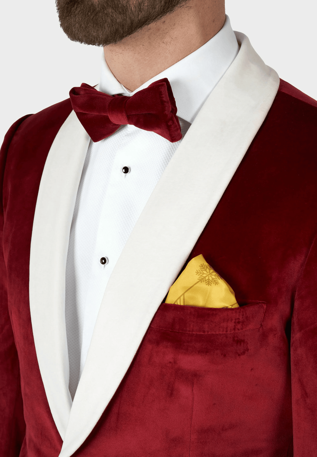 Tiavllya Classic Men's 2-Piece Red Velvet Shawl Collar Wedding Suit (Blazer+Pants)