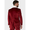 Tiavllya Classic Men's 2-Piece Red Velvet Shawl Collar Wedding Suit (Blazer+Pants)