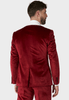 Tiavllya Classic Men's 2-Piece Red Velvet Shawl Collar Wedding Suit (Blazer+Pants)