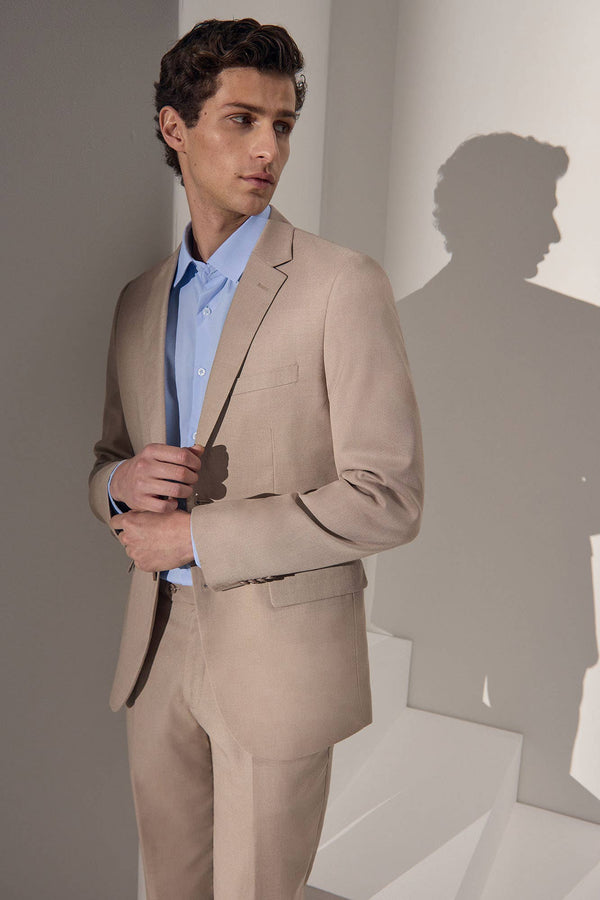 Tiavllya Fashion 2 Piece Men's Suit Flat Notch Lapel Wedding Lapel (Blazer + Pants)