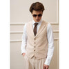 Tiavllya Fashion 2 Pieces Mens Beige Suit Flat Notch Lapel Vest Suit For Wedding (Vest + Pants)