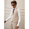 Tiavllya Fashion 2 Pieces Mens Beige Suit Flat Notch Lapel Vest Suit For Wedding (Vest + Pants)