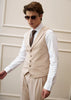 Tiavllya Fashion 2 Pieces Mens Beige Suit Flat Notch Lapel Vest Suit For Wedding (Vest + Pants)