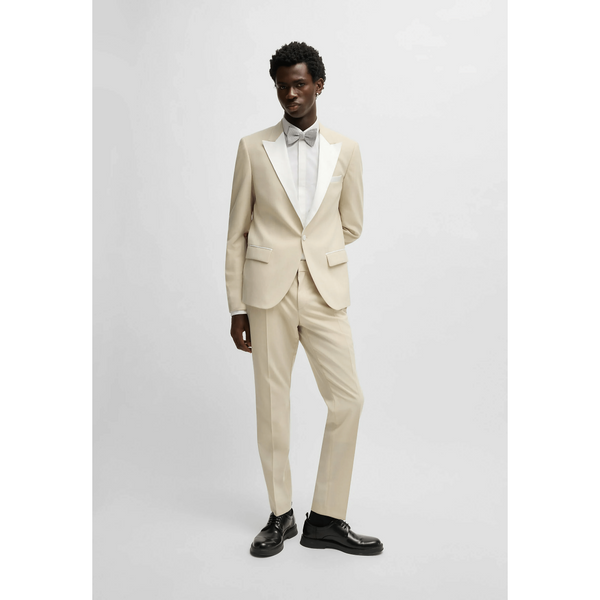 Tiavllya Fashion 2 Pieces Mens Beige Suit Peak Lapel For Wedding (Blazer+Pants)