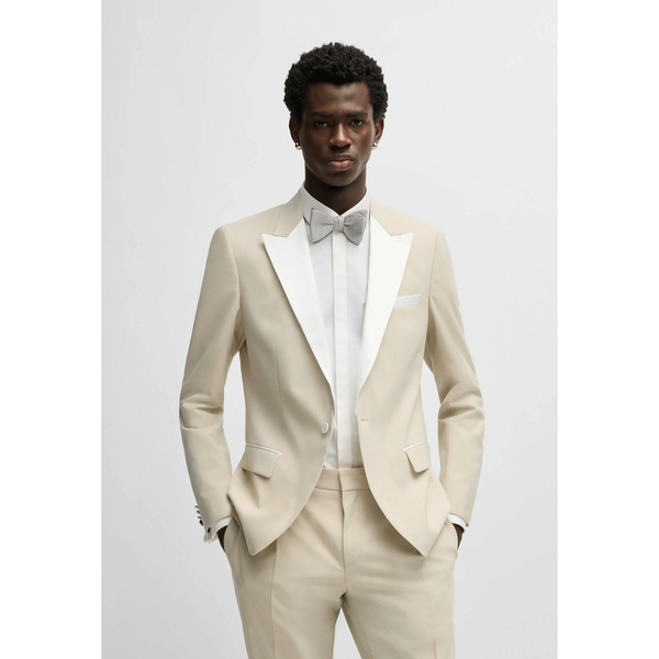 Tiavllya Fashion 2 Pieces Mens Beige Suit Peak Lapel For Wedding (Blazer+Pants)