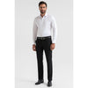 Tiavllya Fashion 2 Pieces Mens Black Suit Flat Peak Lapel Tuxedos For Wedding (Blazer+Pants)