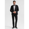 Tiavllya Fashion 2 Pieces Mens Black Suit Flat Peak Lapel Tuxedos For Wedding (Blazer+Pants)