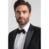 Tiavllya Fashion 2 Pieces Mens Black Suit Flat Peak Lapel Tuxedos For Wedding (Blazer+Pants)