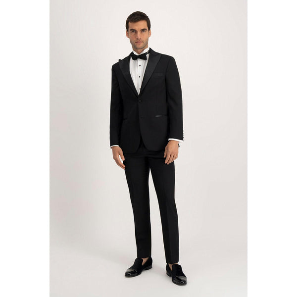 Tiavllya Fashion 2 Pieces Mens Black Suit Peak Lapel For Wedding (Blazer+Pants)