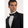 Tiavllya Fashion 2 Pieces Mens Black Suit Peak Lapel For Wedding (Blazer+Pants)